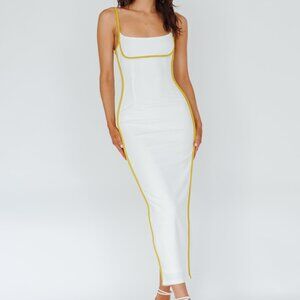 Here Comes The Sun Piping Trim Maxi Dress Size S NWT